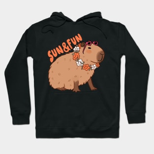 Sun and fun a cute capybara ready for summer vacation Hoodie